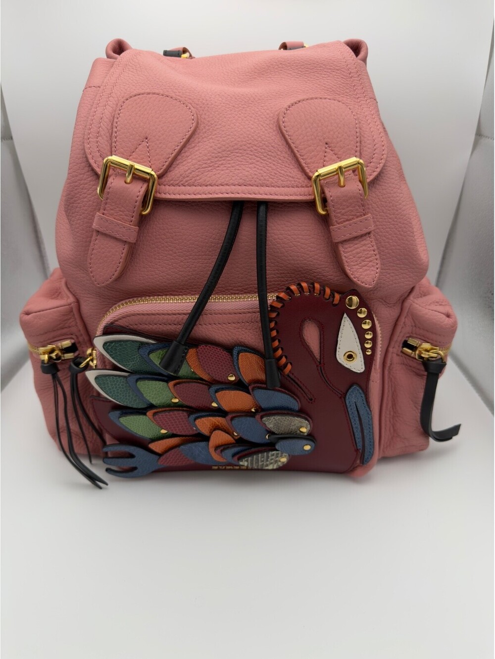 Limited Edition Pink Leather Burberry Beasts Swan Motif Backpack Rucksack
